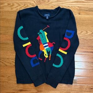 Polo by Ralph Lauren girls Black Sweater with Colorful Logo